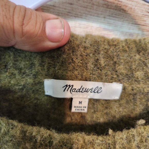 Madewell Sweater Women's M Hunter Green Wool Camel Hair Blend Crewneck Pullover - Picture 8 of 13
